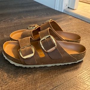 Birkenstock Big Buckle Oiled Leather Cognac sandals